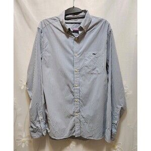 Vineyard Vines Womens Small Blue Shirt Stripes Quick Dry Wicking Career Stretchy